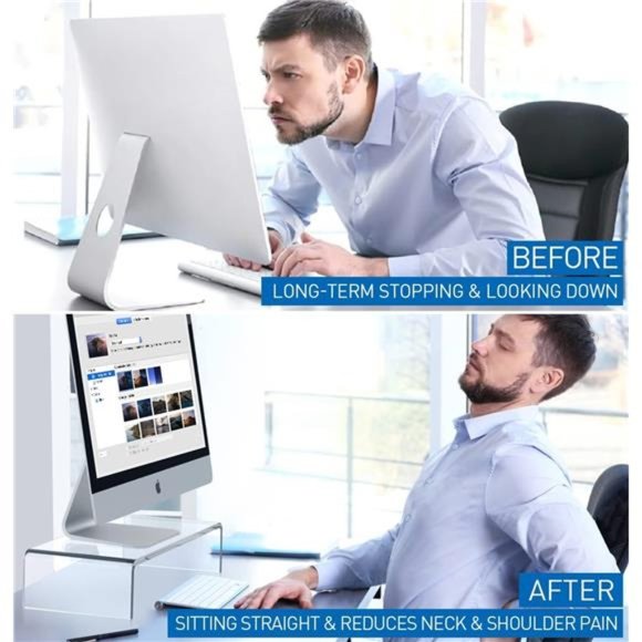 Acrylic Laptop Stand, Monitor Stand Desk Organizer, Clear Monitor Riser - Picture 5 of 7